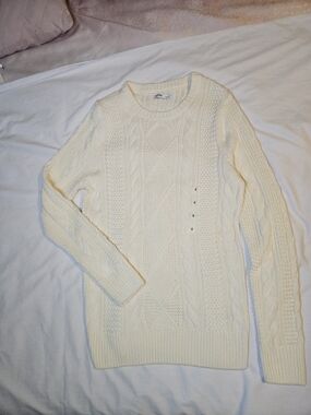 Cream Cable Knit Crew Sweater